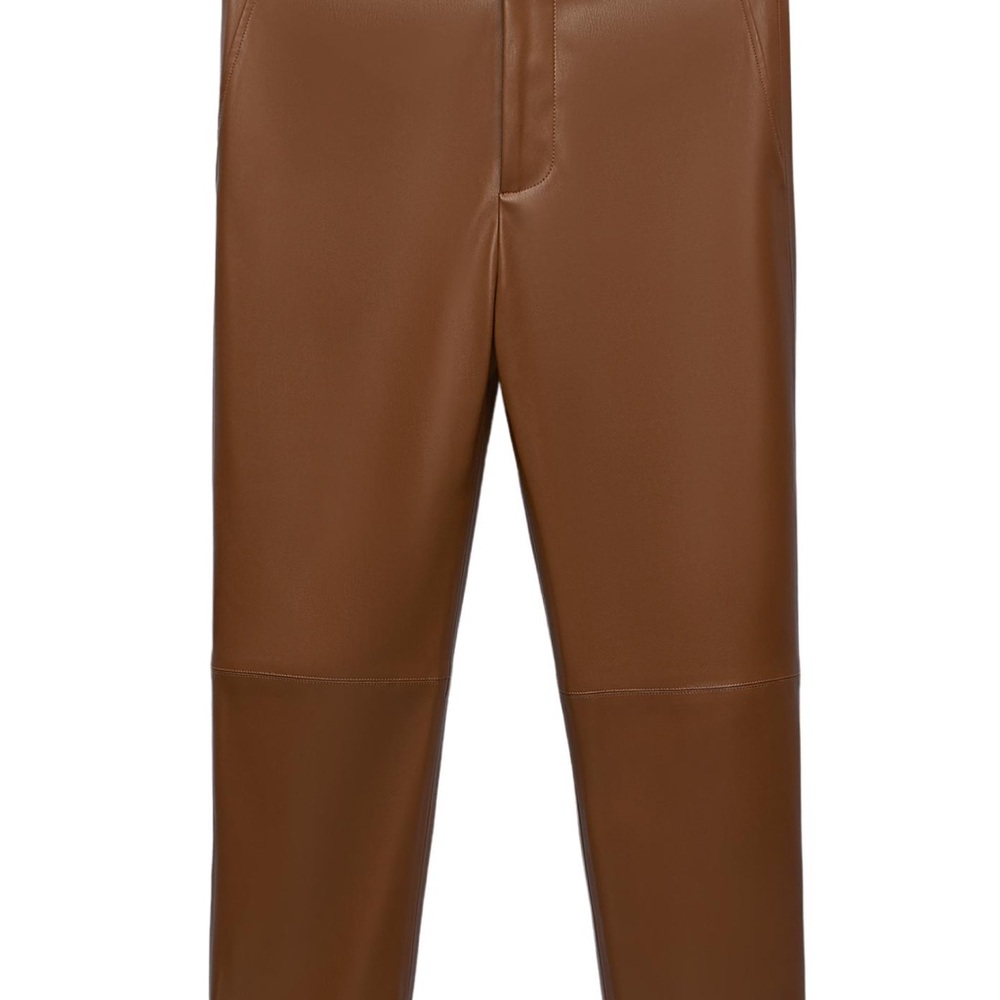 Zara Tan Leather Trousers